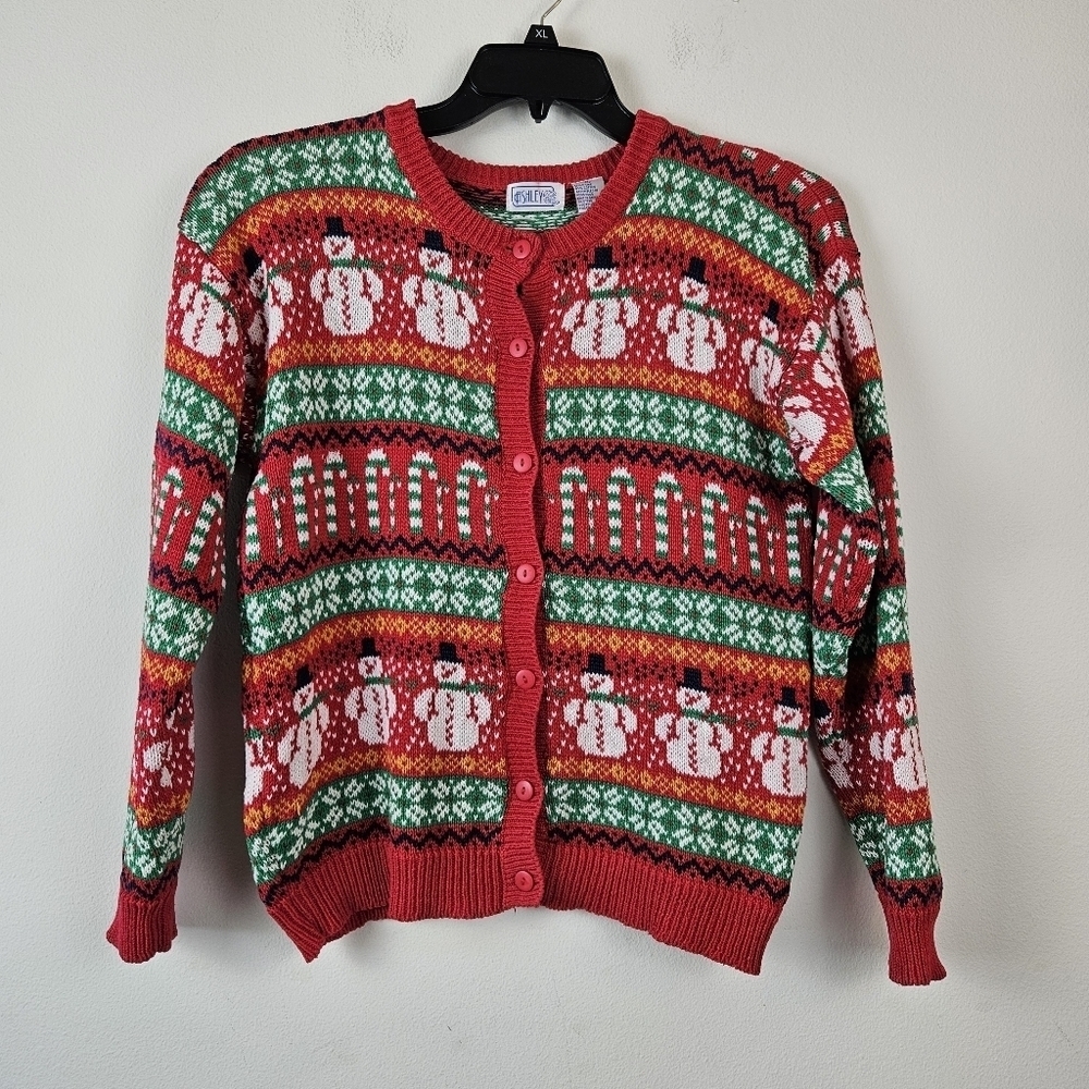 Ashley Vintage Raime Cotton Christmas Cardigan Size Small